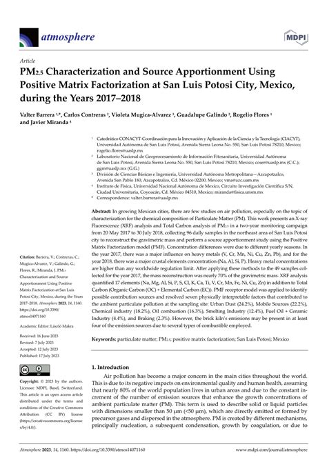 Pdf Pm Characterization And Source Apportionment Using Positive