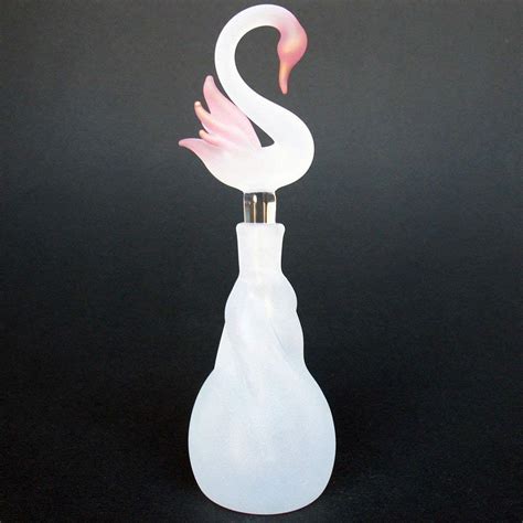 Swan Perfume Bottle Of Hand Blown Glass Handmade