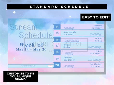 Sky Vtuber Schedule Template Pastel Vtuber Twitch Stream Asset Cloud