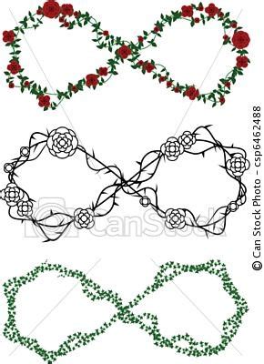 Four Different Frames With Roses And Leaves In The Shape Of An O Ring