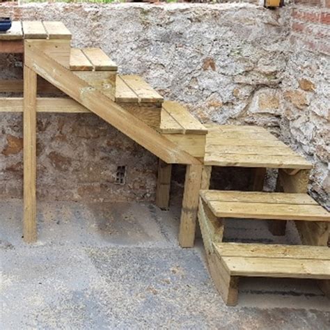 Small Patio With Stone Wood Stairs