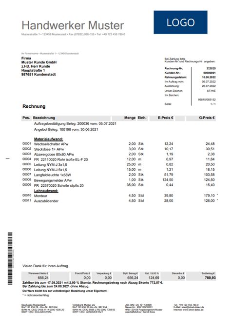 Rechnungen Schreiben Im Handwerk Tipps Vorlage