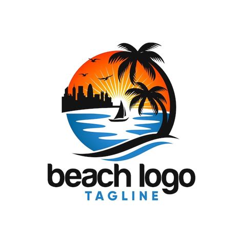 Beach Logo Vector Template Premium Vector