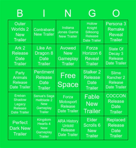 My XBOX Showcase 2023 Hopes And Dreams Bingo Card