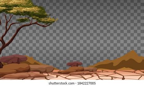 Dry Cracked Land On Transparent Background Stock Vector Royalty Free