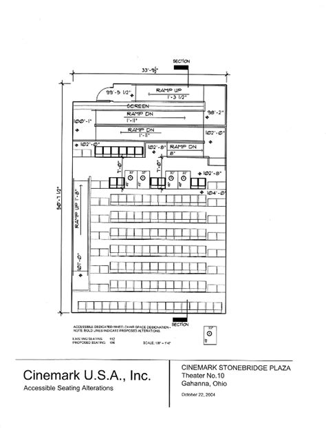 Seating plan for Cinemark Stonebridge Plaza, Gahanna, Ohio, Auditorium 10.