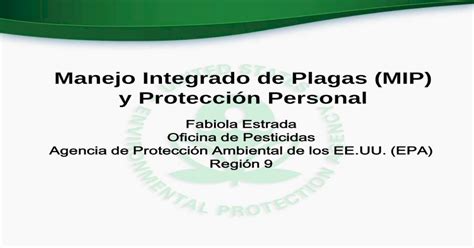 Manejo Integrado De Plagas Mip Y Protección Personal · Para El