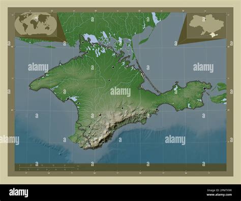 Crimea república Autónoma de Ucrania Mapa de elevación coloreado en