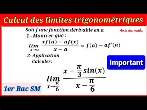 Calcul des limites trigonométriques 1er Bac SM YouTube