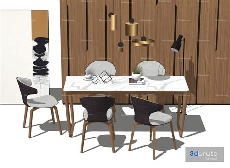 Dining Set Sketchup 3d Model Sketchup Download Free 3dbrute