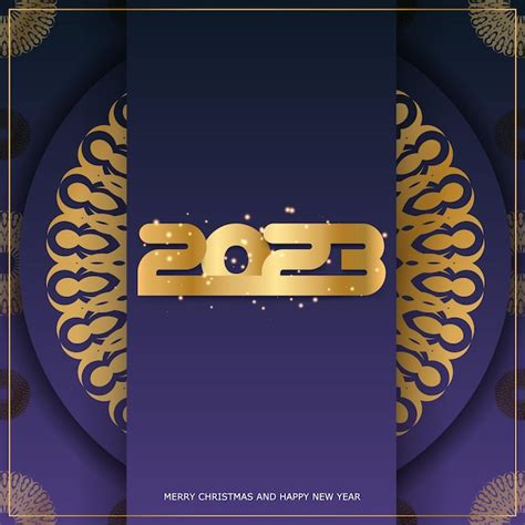 2023 feliz año nuevo tarjeta de felicitación festiva patrón dorado en