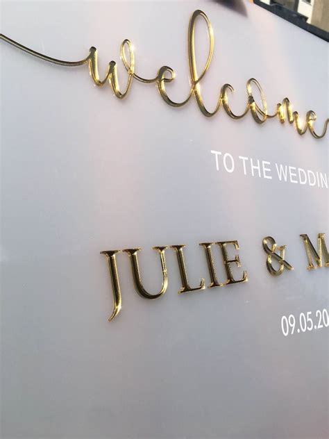 Wedding Welcome Sign Frosted Acrylic 3d Gold Silver Mirror Acrylic