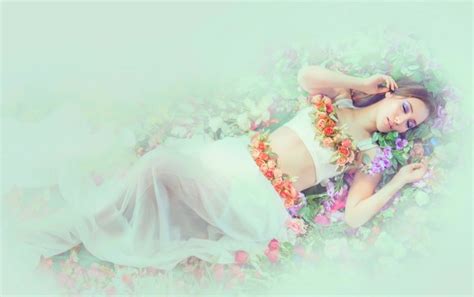 Flowers Model Woman Lying Coolwallpapers Me