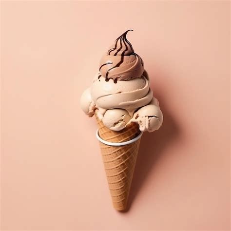 Premium Photo Organic Ice Cream In Waffle Cone Summer Mood Pastel