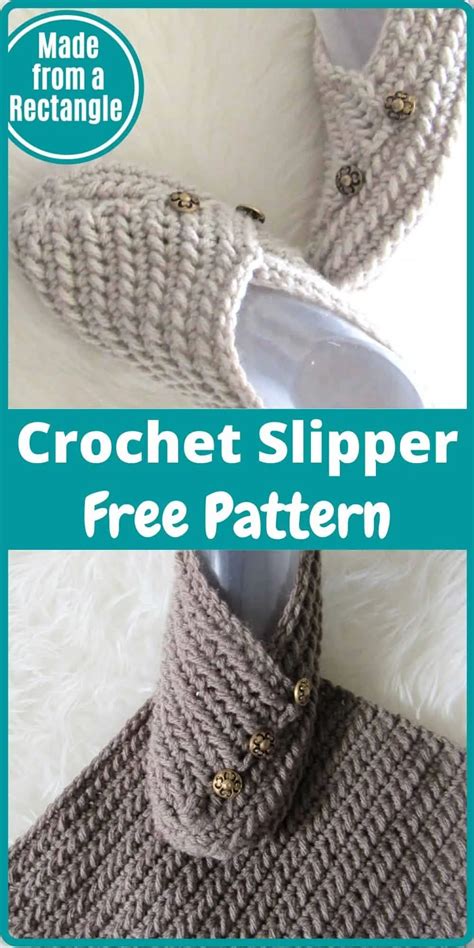 Crochet Slippers Free Pattern Made From A Rectangle Crochet Dreamz