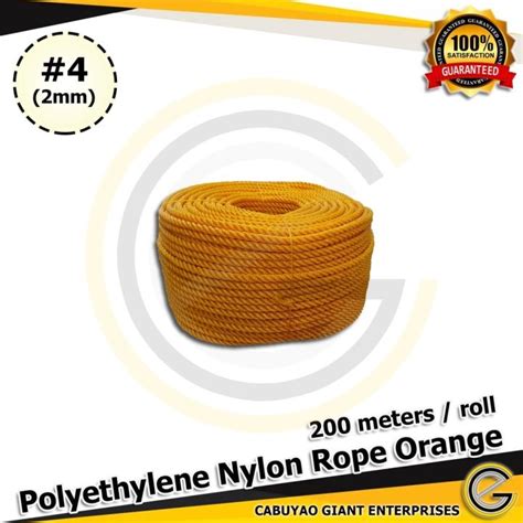 Polyethylene Nylon Rope Orange 4 2mm 200 Meters Lazada PH