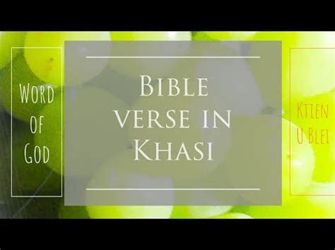 Bible Verse In Khasi Dkhot Bible 2020 YouTube