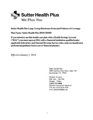 Fillable Online Sutter Health Plus Large Group Disclosure Form And