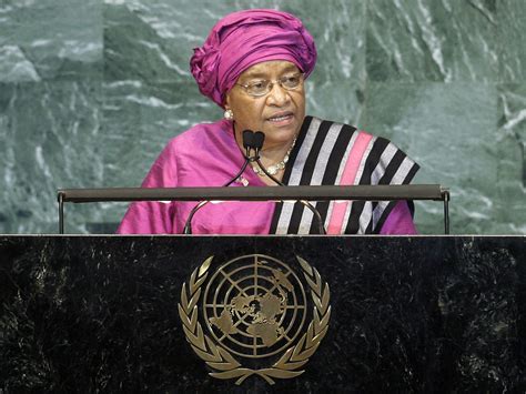 Ellen Johnson-Sirleaf, President of the Republic of Liberia, addresses