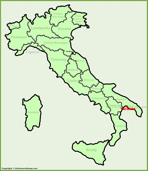 Taranto location on the Italy map - Ontheworldmap.com