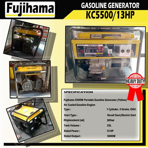 KC5500 Fujihama Gasoline Generator 10HP 5000W 4 Stroke OHV Single