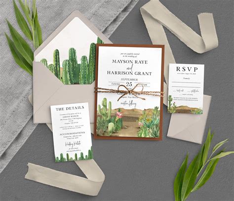 Desert Wedding Invitation Modern Wedding Southwest Wedding Etsy