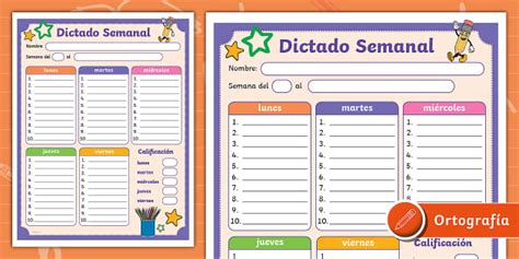Dictado Semanal Formato Lenseignant A Fait Twinkl
