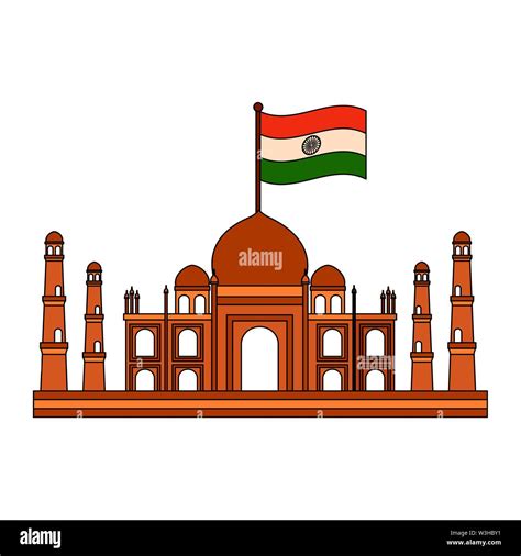 taj mahal indian mosque with flag Stock Vector Image & Art - Alamy