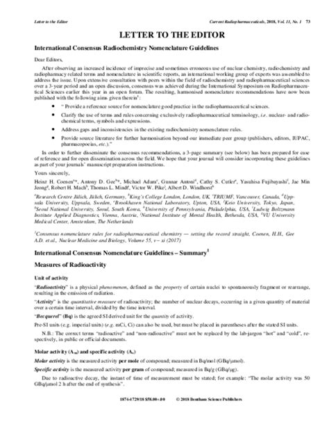 Pdf International Consensus Radiochemistry Nomenclature Guidelines