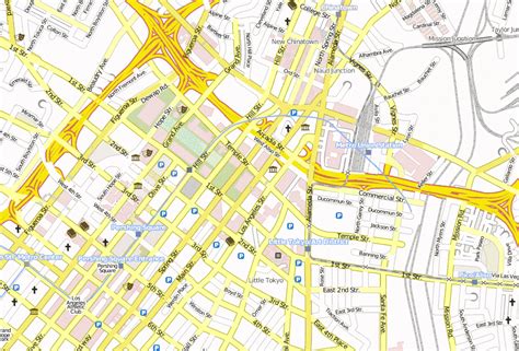 Civic Center Stadtplan Mit Satellitenbild Und Hotels Von Los Angeles