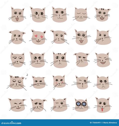 Emotions Of Cute Cartoon Cat Stock Vector Illustration Of Drawing