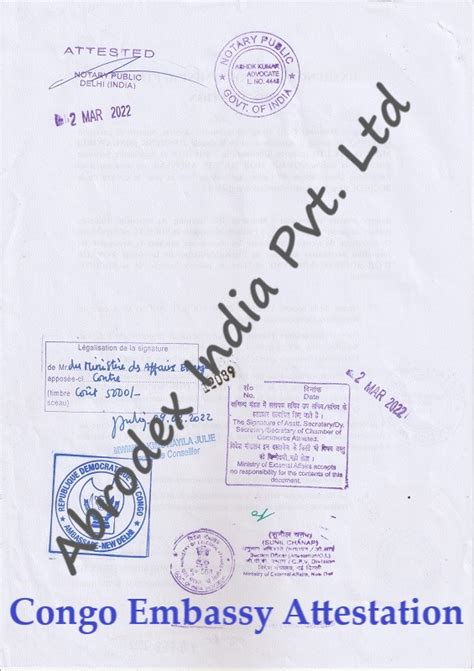 Certificate Of Incorporation Congo Embassy Attestation Legalization