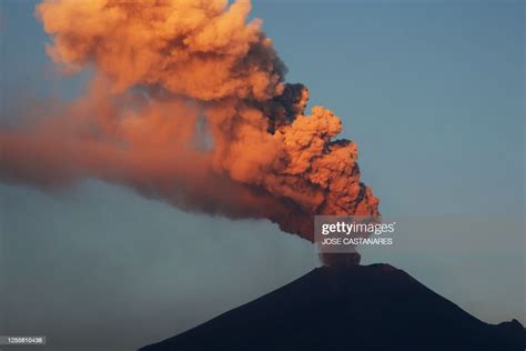 The Popocatepetl Volcano Spews Ash And Smoke As Seen From Puebal