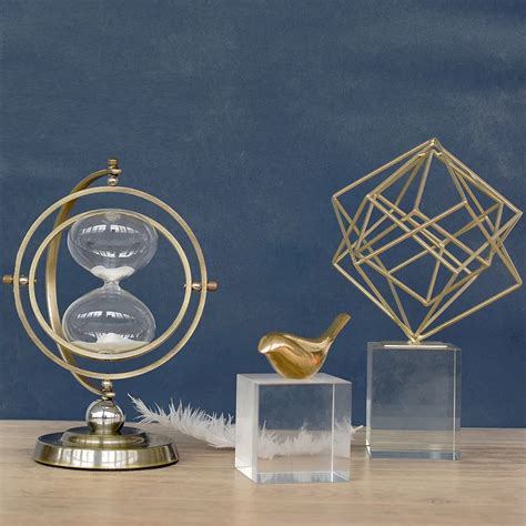 Nordic Creative Abstract Geometric Metal Globe Hourglass Ornaments Room Office Desktop Dcor Home