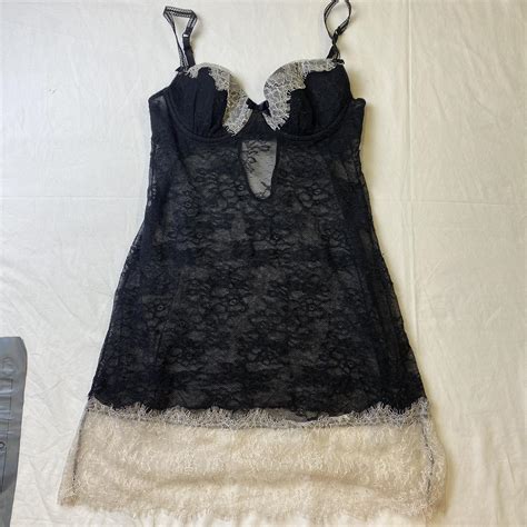 Lingerie Dress Black And White Babydoll Dress Cups Depop