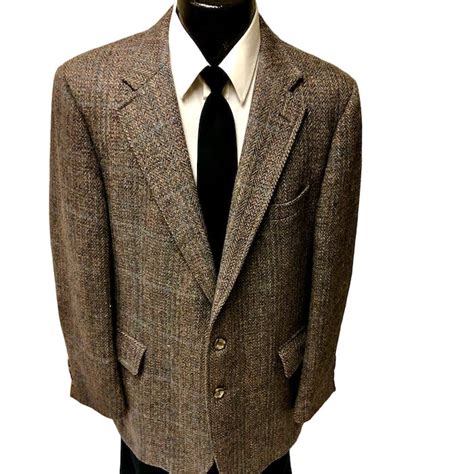 Harris Tweed Vtg Harris Tweed Steel Blue Sport Coat Wool Jacket 42 R