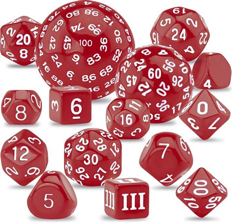 Austor 15 Pieces Complete Polyhedral Dice Set D3 D100 Game