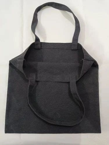 Printed Loop Handle Black Cotton Canvas Tote Bag Kgs Size