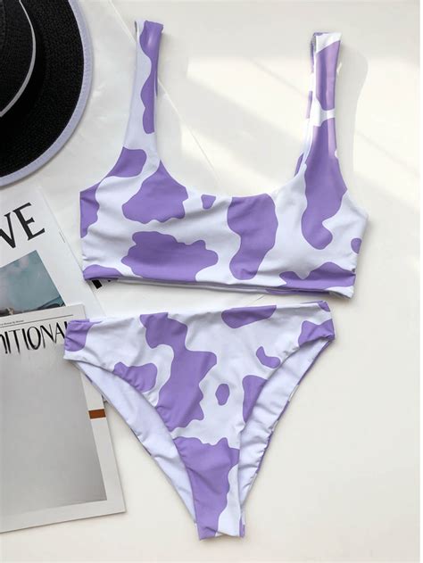 New Arrival Sexy High Waist Cow Print Bikini Set For Women Beachwear