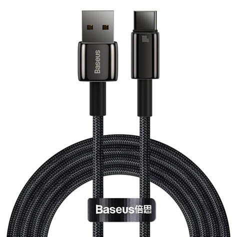 Baseus Usb A Till Usb C Kabel 100w 480mbps 2m Svart