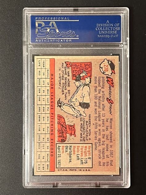 Topps Warren Spahn Psa Ebay