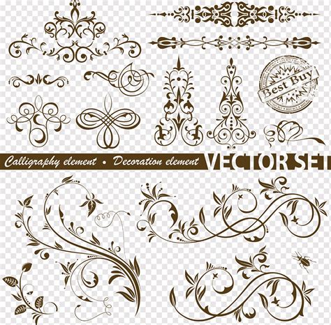 Adornos decorativos de caligrafía floral png PNGWing