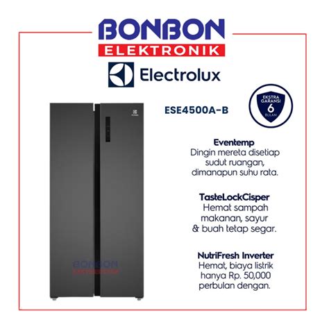 Jual Electrolux Kulkas Side By Side 445L ESE4500AB ESE 4500A B