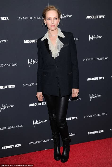 Showing Her Wild Side Uma Thurman Flaunts Perfect Pins In Leather