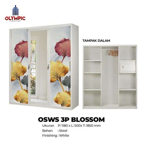 Jual Olympic Lemari Pakaian Plat Besi Pintu Sliding Osws P Marble