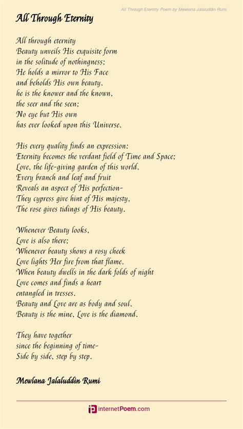 All Through Eternity Poem by Mewlana Jalaluddin Rumi