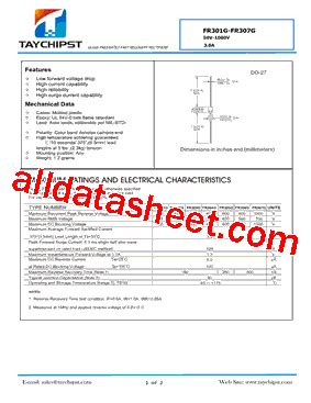 FR301G Datasheet PDF Shenzhen Taychipst Electronic Co Ltd