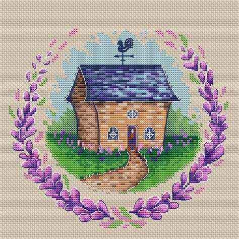 Lavender Cross Stitch Pattern House Cross Stitch Pdf Etsy