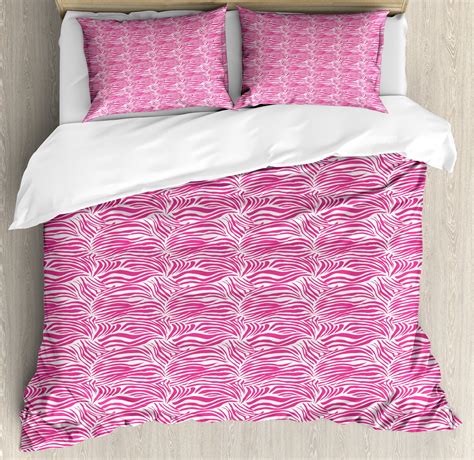 Zebra Print Duvet Cover Set Striped Zebra Animal Skin Pattern In Vivid