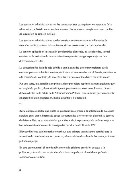 Trabajo Práctico 3 Derecho Adminisitrativo 1 Las Sanciones Administrativas Son Las Penas